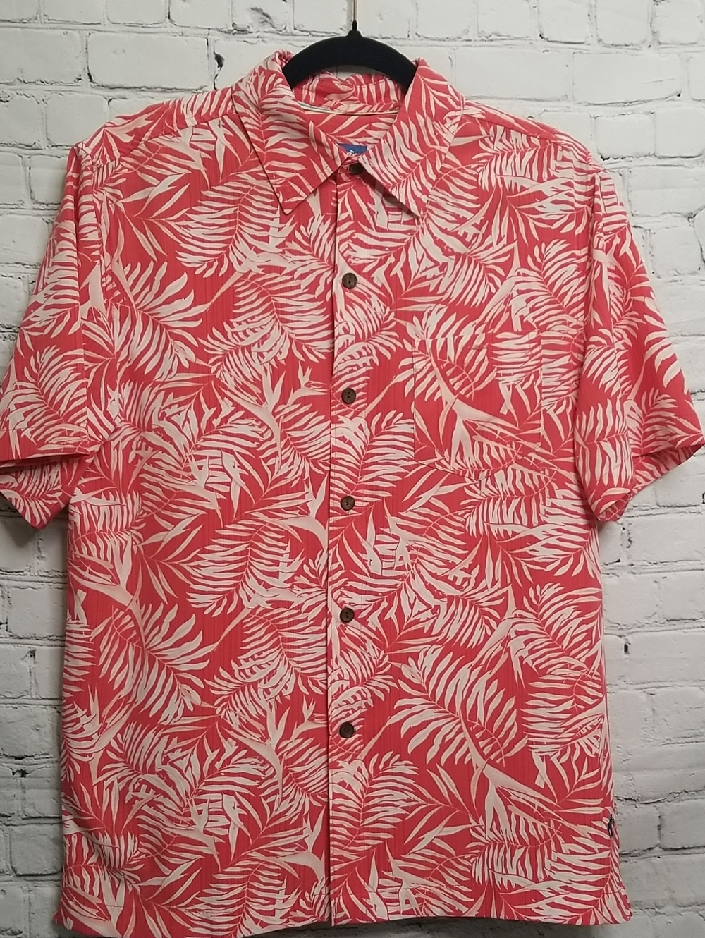 Caribbean Joe Coral Palm Fran Print Top Size Small